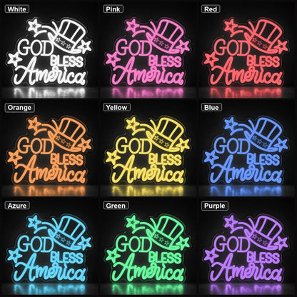 God Bless America Uncle Sam Hat LED Neon Sign Man Cave Neon Sign color grid