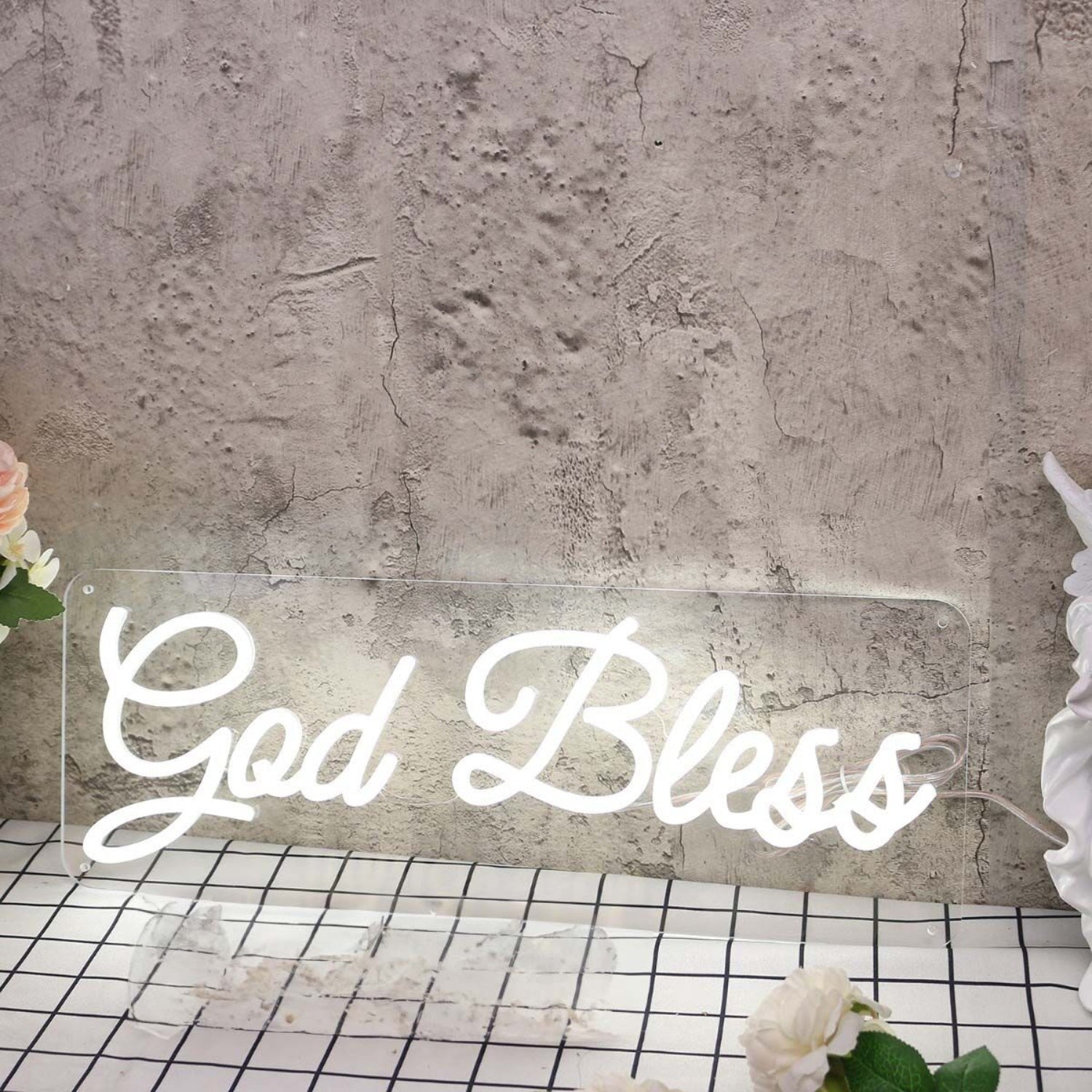 God Bless White Led Neon Sign | Shineneon