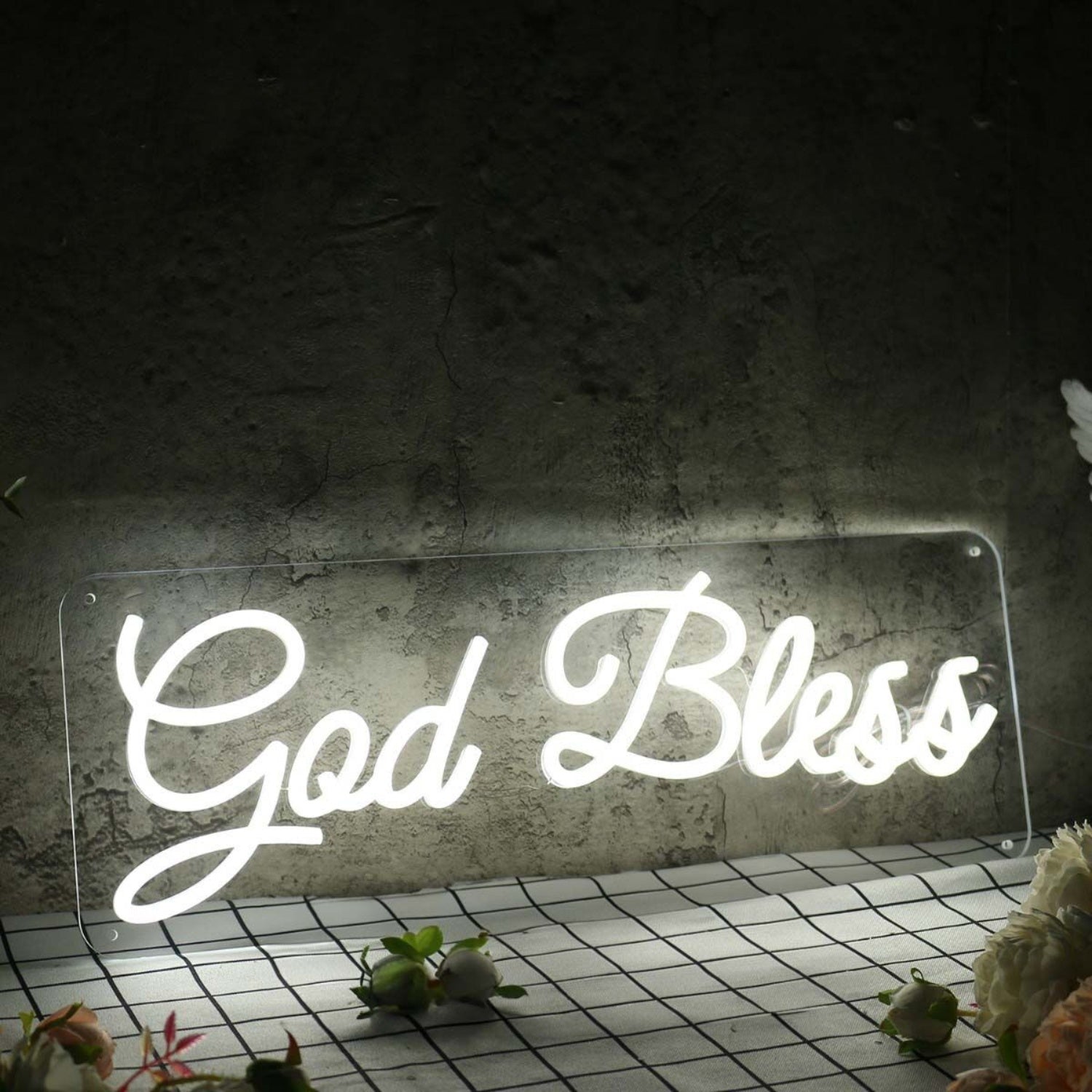 God Bless White Led Neon Sign | Shineneon