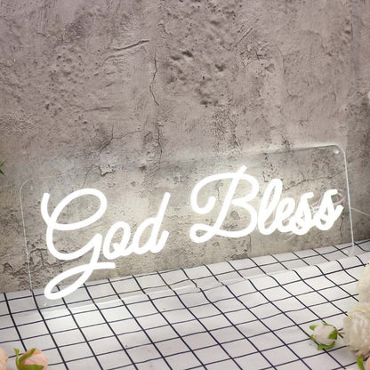 God Bless White Led Neon Sign - Shineneon