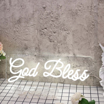 God Bless White Led Neon Sign - Shineneon