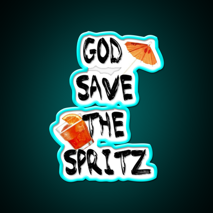 God Save The Spritz Cocktail Bar Decor Led Neon Sign Rgb Color - Size and dimension reference