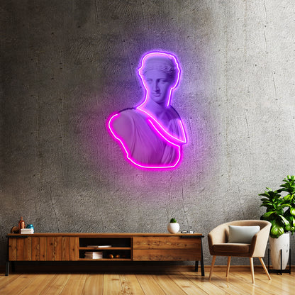 Goddess Of Love Neon Acrylic Artwork - Neon sign mounted on wall in room