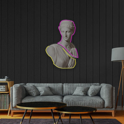 Goddess Of Love Purple-Yellow Greek Sculpture Uv Printed Led Neon Sign | Shineneon