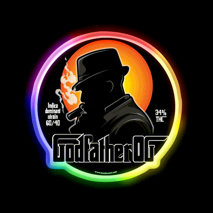Godfather Og Strain Art Hemp Inspired Green Leaf Led Neon Sign Rgb Color - LED neon sign close-up detail