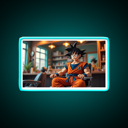 Goku In Barbershop Barber Shop Haircut Led Neon Sign - Size and dimension reference