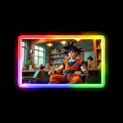 Goku In Barbershop Barber Shop Haircut Led Neon Sign - LED neon sign close-up detail