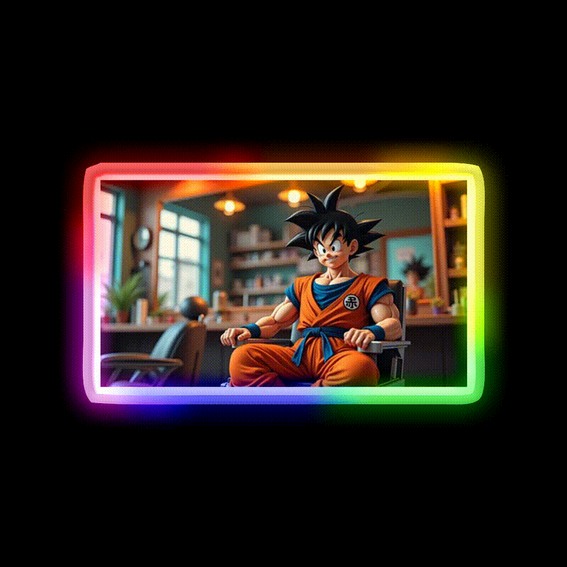 Goku In Barbershop Barber Shop Haircut Led Neon Sign - LED neon sign close-up detail