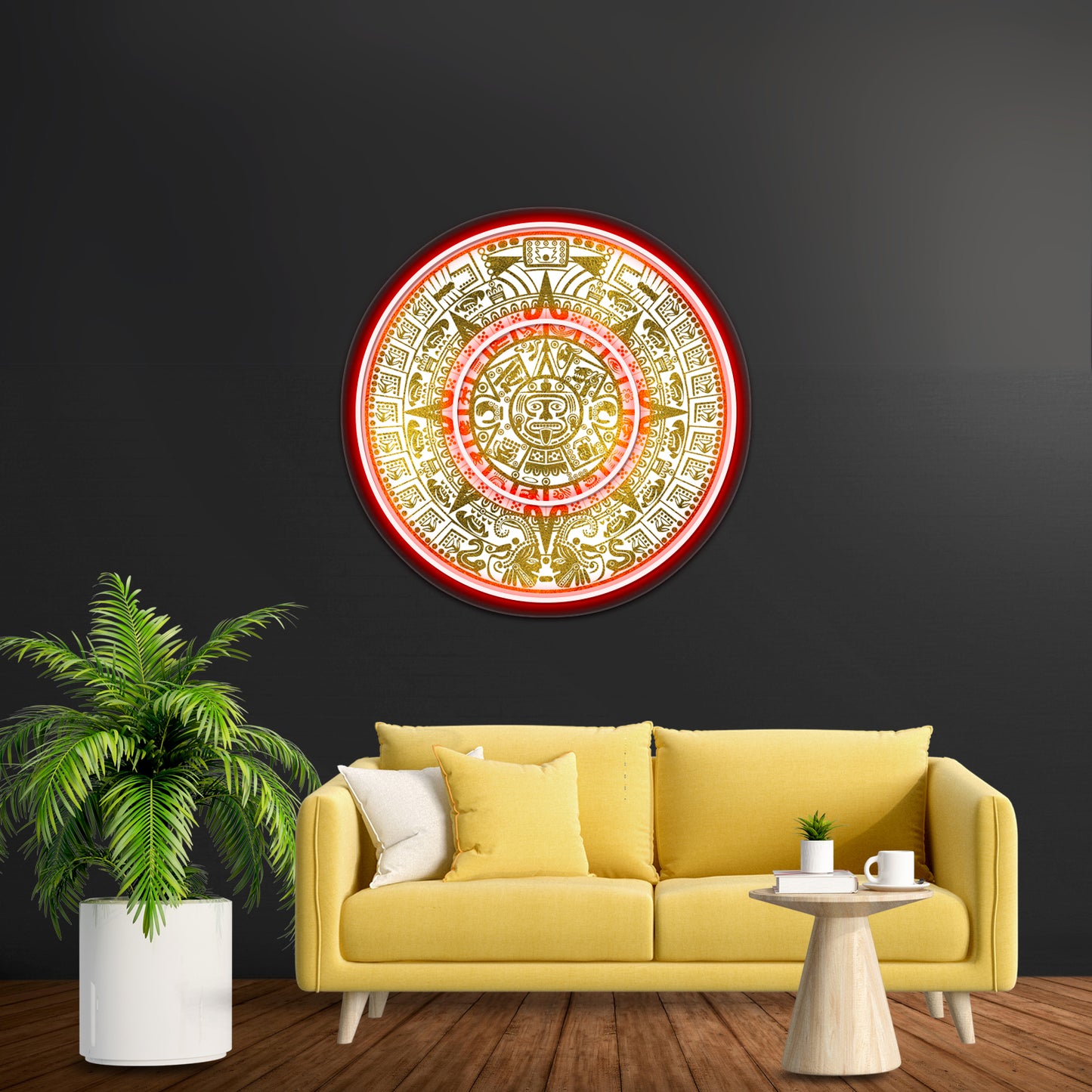 Gold Aztec Inca Mayan Calendar Wall Artwork Neon Signs