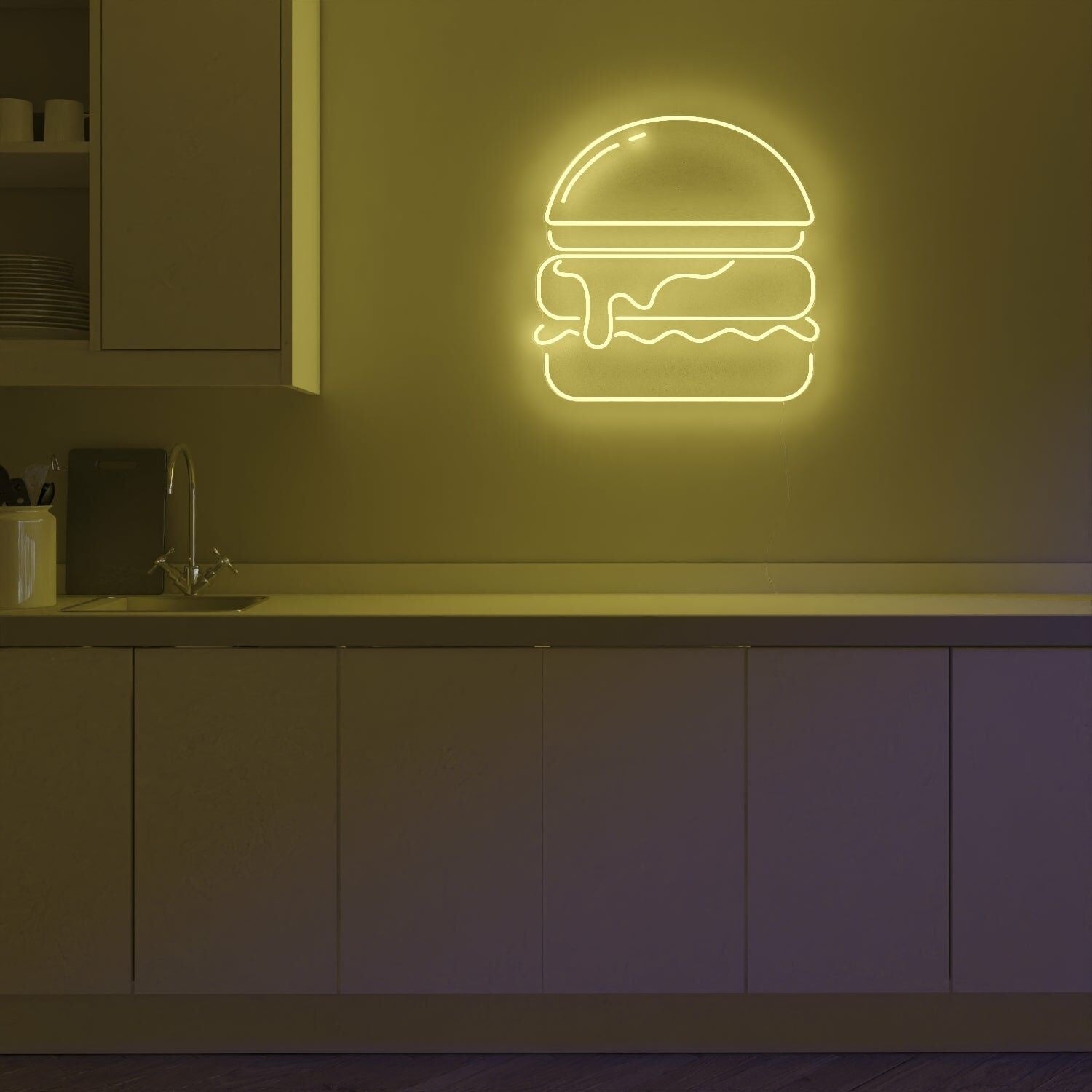 Gold Burger Led Neon Sign Mne11065 For Food Lovers And Dining Areas | Shineneon