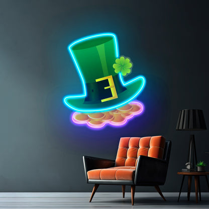 Gold Coins Under Hat Saint Patrick Day Led Signs