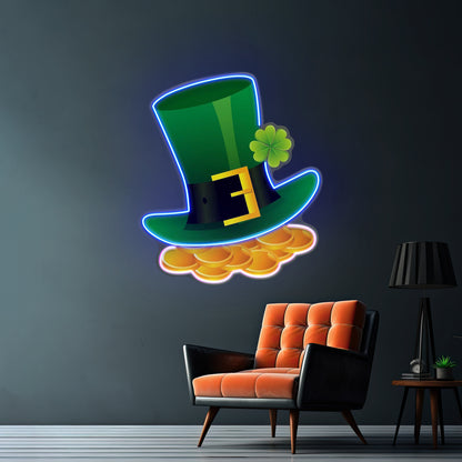 Gold Coins Under Hat Saint Patrick Day Led Signs