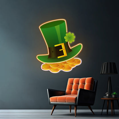 Gold Coins Under Hat Saint Patrick Day Led Signs