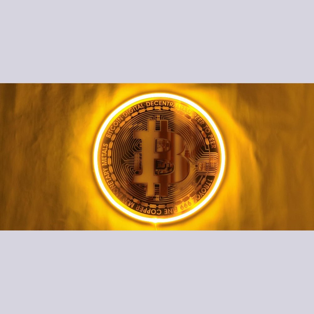 Golden Bitcoin Coin Bitcoin Investor Logo Crypto Fan Led Neon Sign - Shineneon