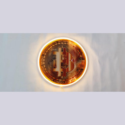 Golden Bitcoin Coin Bitcoin Investor Logo Crypto Fan Led Neon Sign - Shineneon