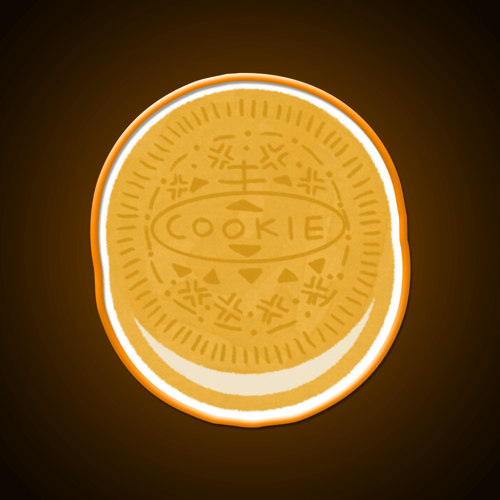 Golden Cookie Doodle Pattern Snack Food Led Neon Sign Rgb Color - Shineneon