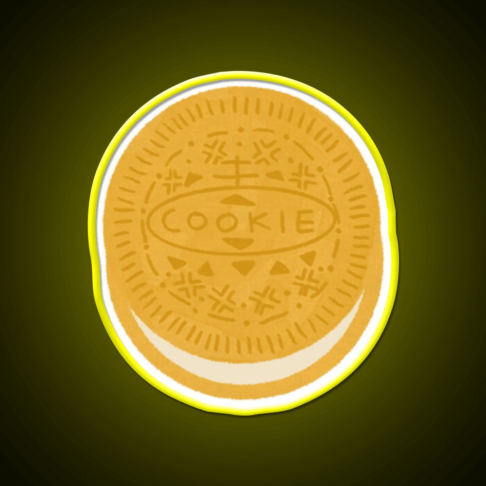 Golden Cookie Doodle Pattern Snack Food Led Neon Sign Rgb Color - Shineneon
