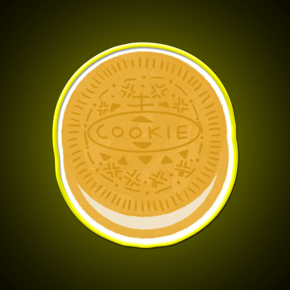 Golden Cookie Doodle Pattern Snack Food Led Neon Sign Rgb Color - Shineneon