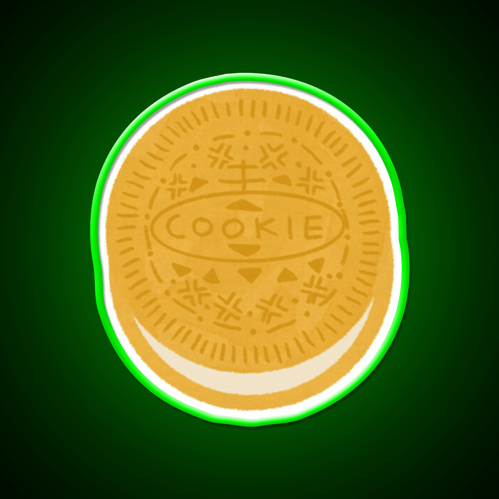 Golden Cookie Doodle Pattern Snack Food Led Neon Sign Rgb Color - Shineneon
