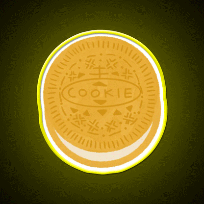Golden Cookie Doodle Pattern Snack Food Led Neon Sign Rgb Color - Custom LED neon sign front view