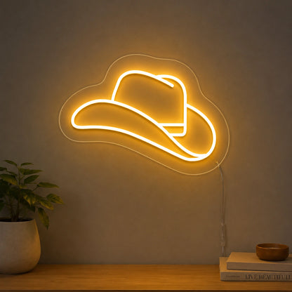 Golden Cowboy Hat Neon Sign LED Neon Sign main product image