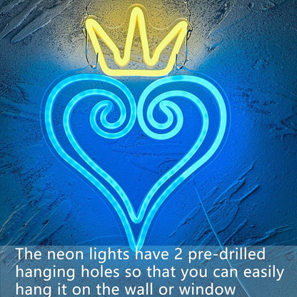 Golden Crown And Ice Blue Heart Princess Neon Sign Kids Room | Shineneon