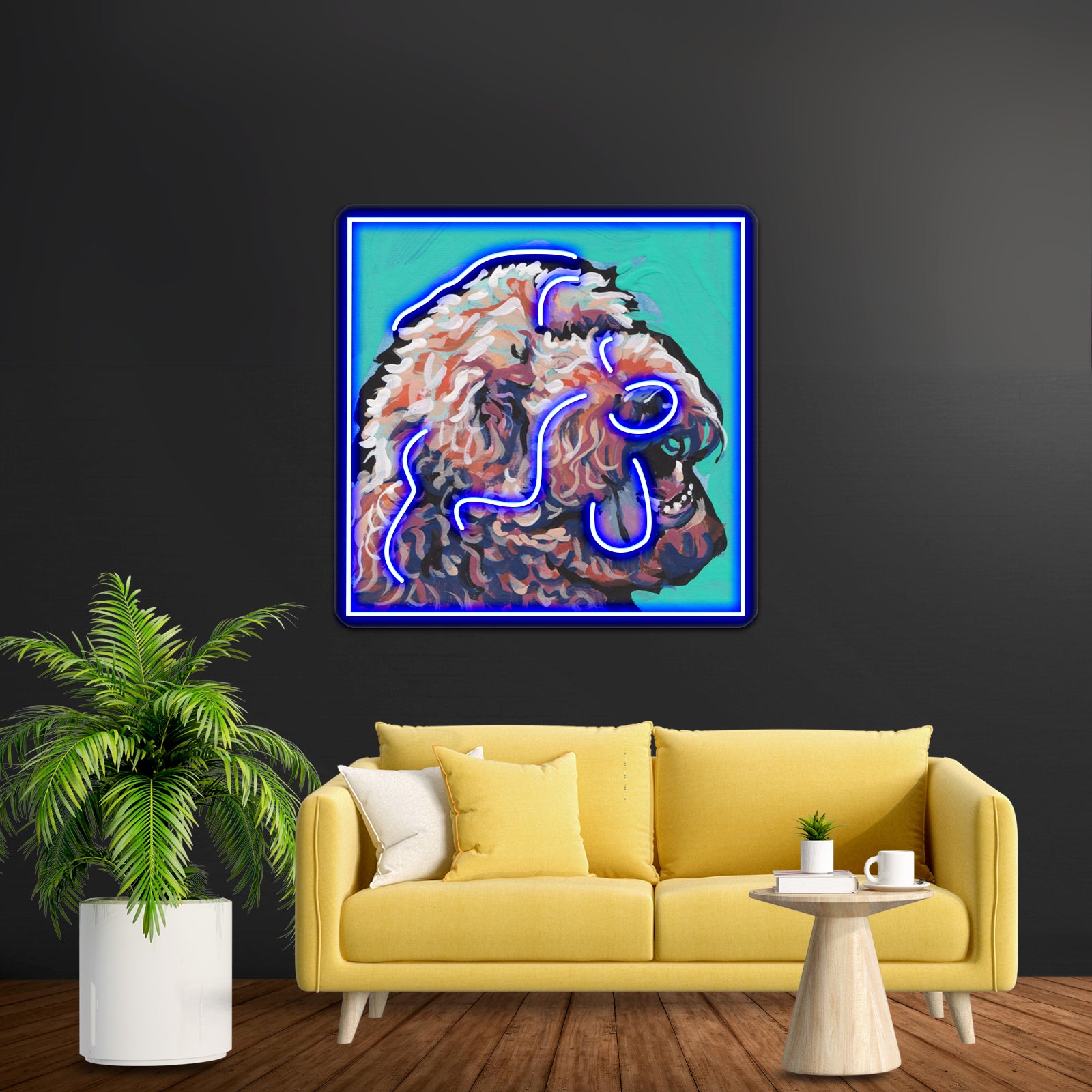 Golden Doodle Dog Bright Colorful Pop Dog Artwork Neon Led Signs