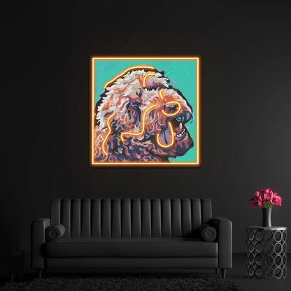 Golden Doodle Dog Bright Colorful Pop Dog Artwork Neon Led Signs