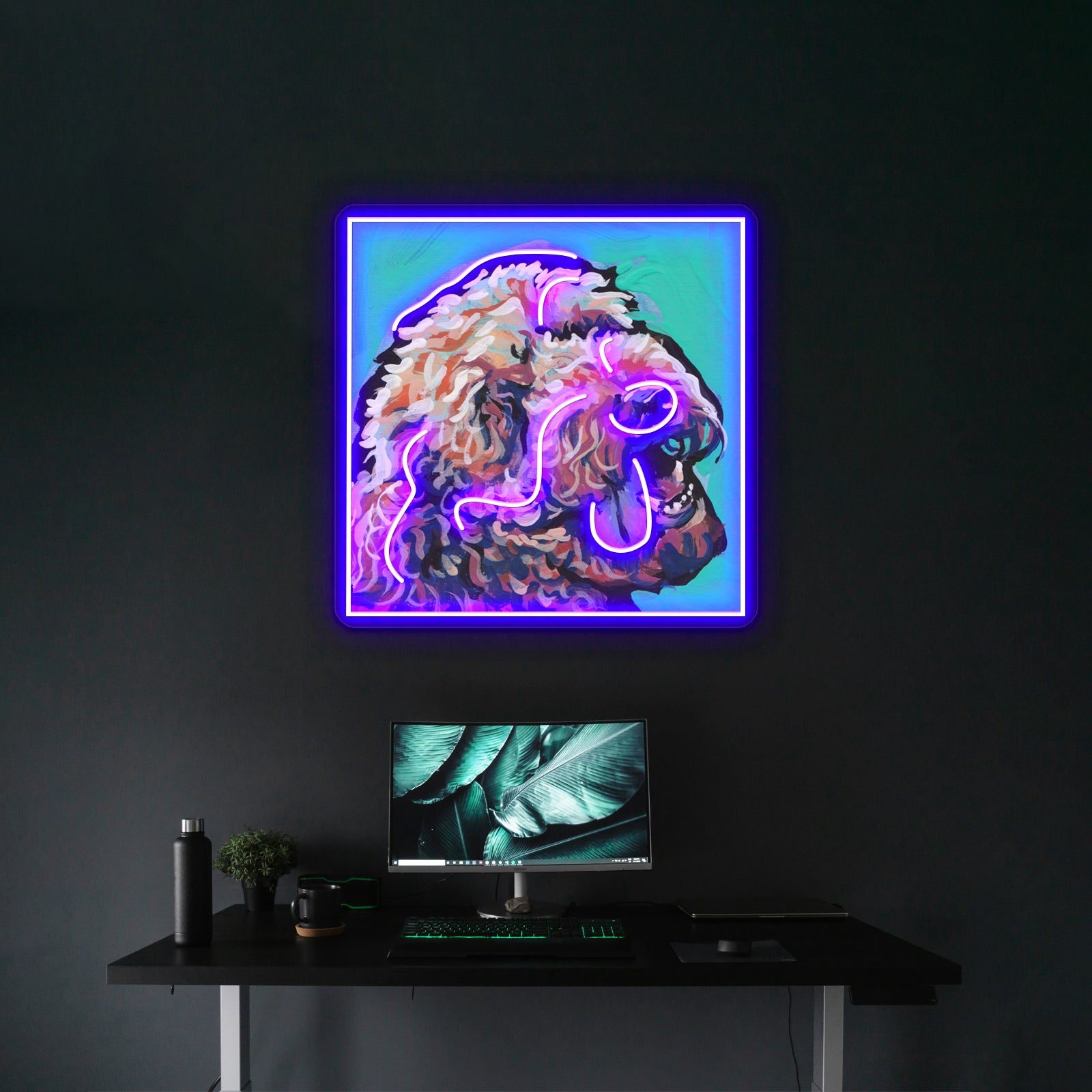 Golden Doodle Dog Bright Colorful Pop Dog Artwork Neon Led Signs