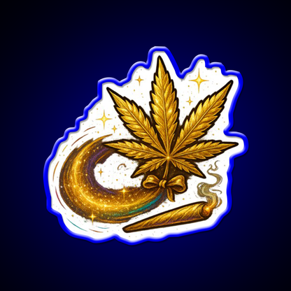 Golden Ganja Star As A Shooting Star Hemp Inspired Green Leaf Led Neon Sign Rgb Color - LED neon sign view 5