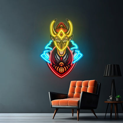 Golden Horned Lady Asassins Led Neon Sign Light Custom Led Signs