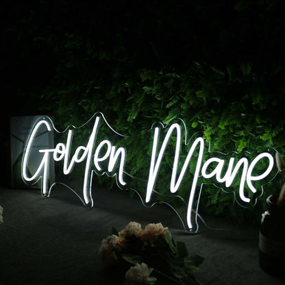 Golden Mane White Led Neon Sign - Shineneon