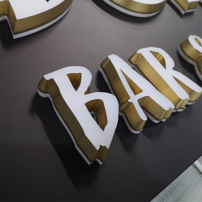Golden Ocean Bar 3D Frontlit And Backlit Channel Letter Led Light Sign - Shineneon