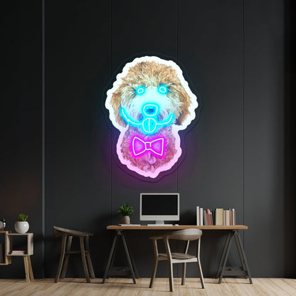 Goldendoodle With Bow Tie Cheap Custom Neon Signs - Shineneon