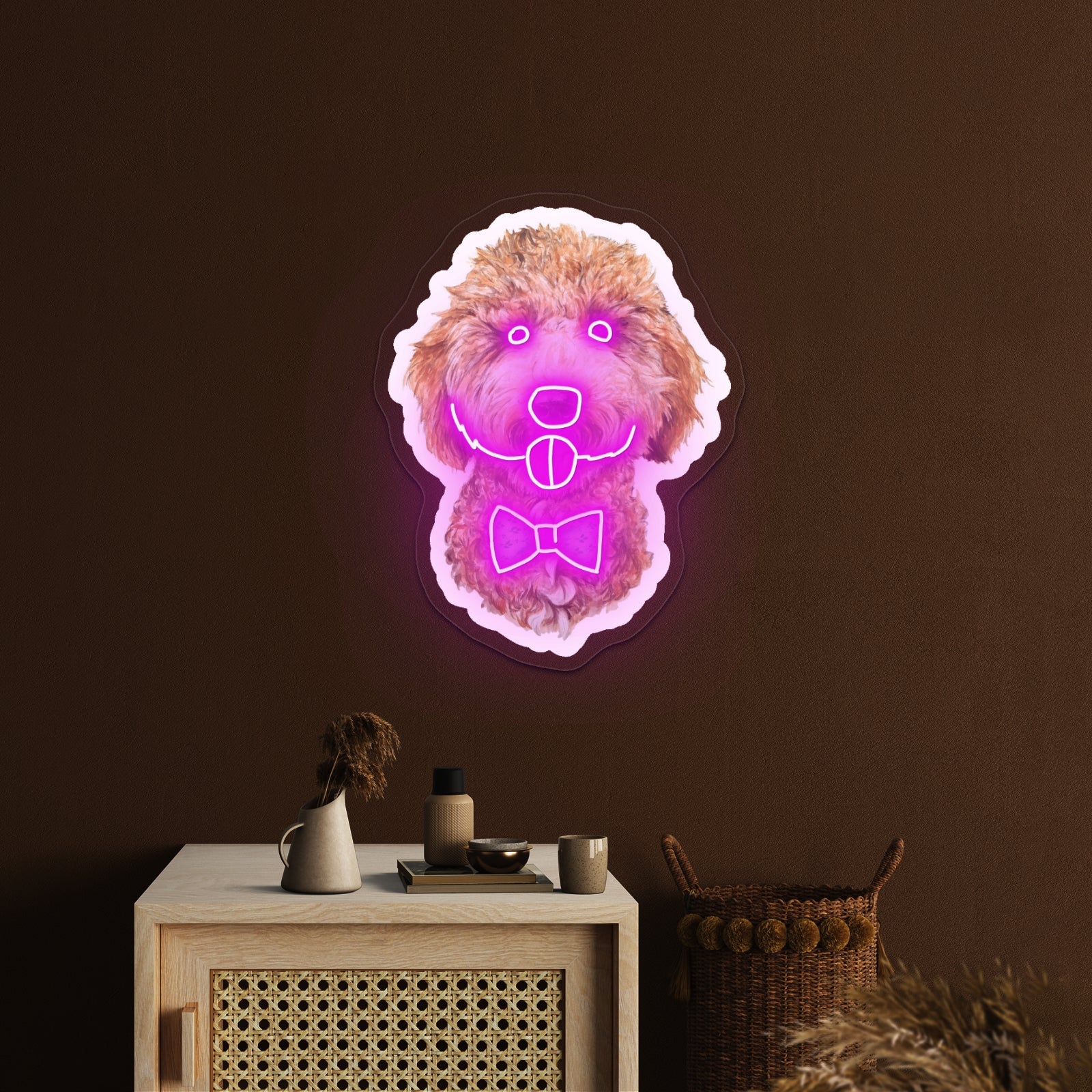 Goldendoodle With Bow Tie Cheap Custom Neon Signs - Shineneon