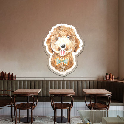 Goldendoodle With Bow Tie Cheap Custom Neon Signs - Shineneon