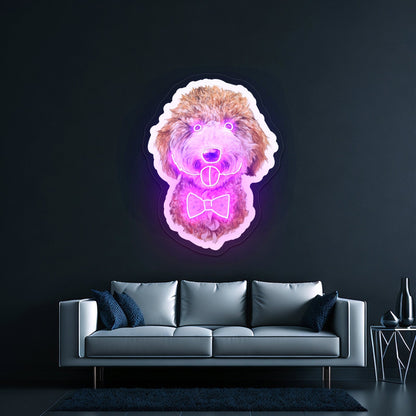 Goldendoodle With Bow Tie Cheap Custom Neon Signs - Shineneon