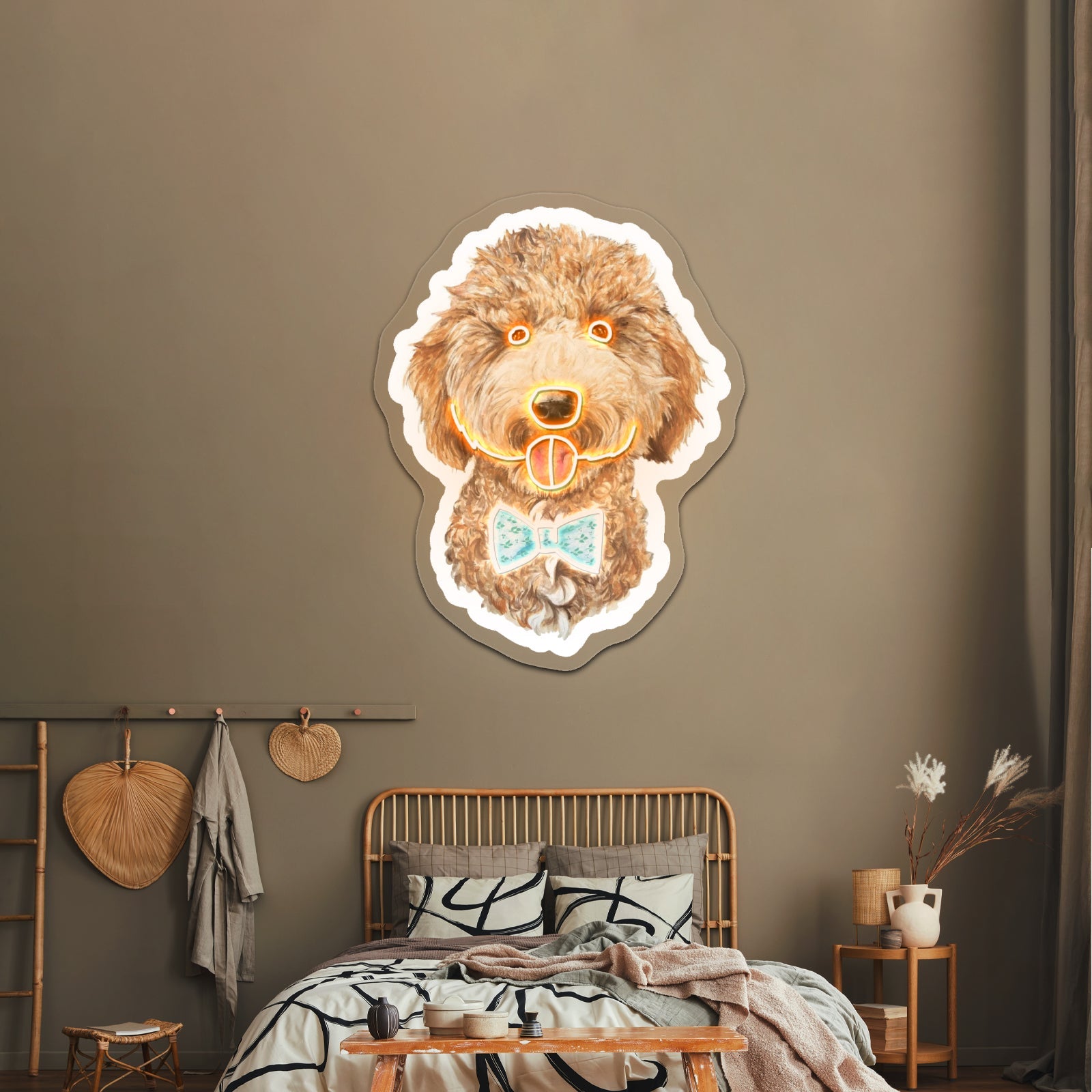 Goldendoodle With Bow Tie Cheap Custom Neon Signs - Shineneon
