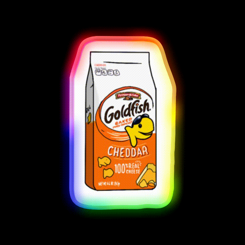 Goldfish Bag Snack Food Led Neon Sign Rgb Color - LED neon sign close-up detail