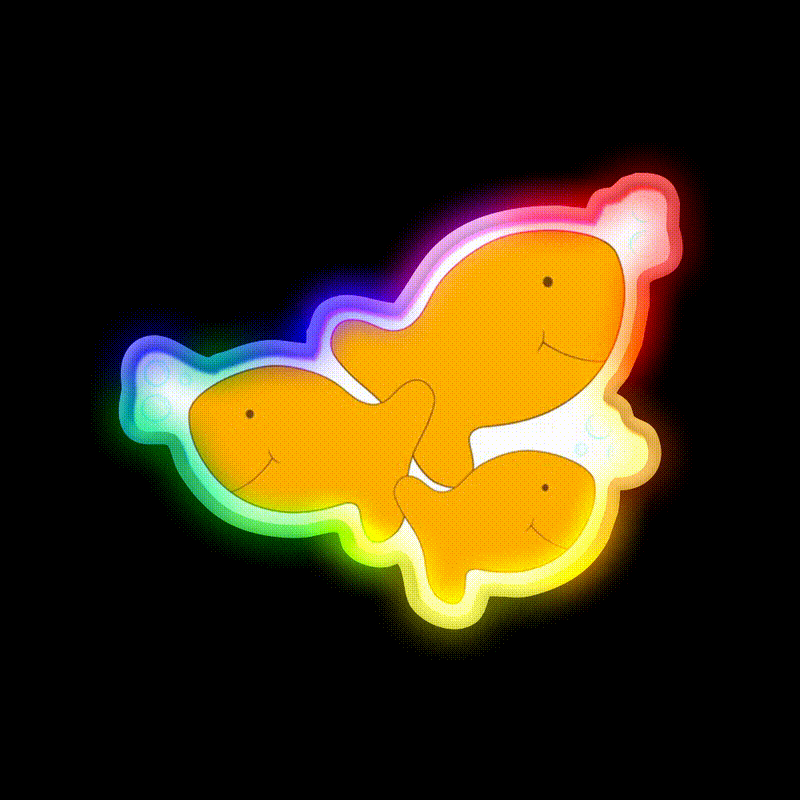 Goldfish Snack Food Led Neon Sign Rgb Color - LED neon sign close-up detail