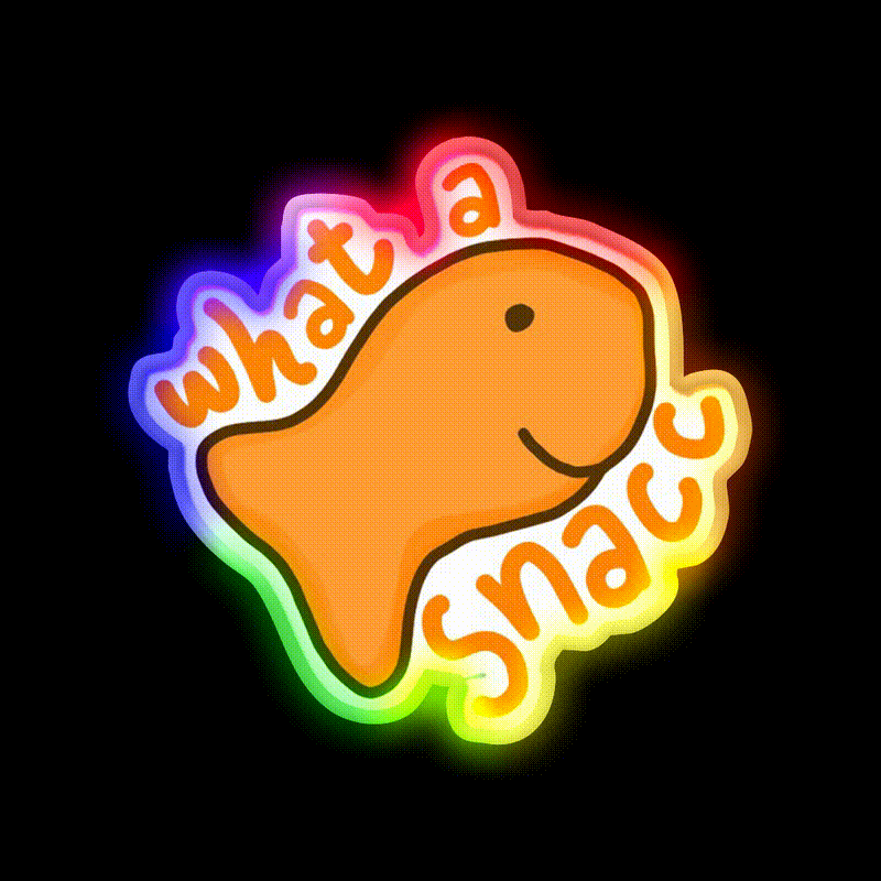 Goldfish Snack Quote Snack Food Led Neon Sign Rgb Color - LED neon sign close-up detail