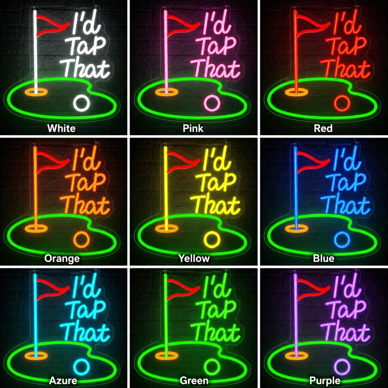 Golf Ball Tap Neon Sign LED Neon Sign color grid