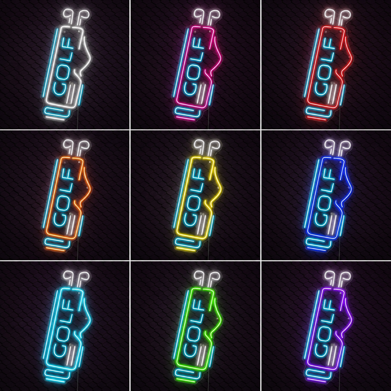 Golf Bedroom Decor LED Neon Sign color grid