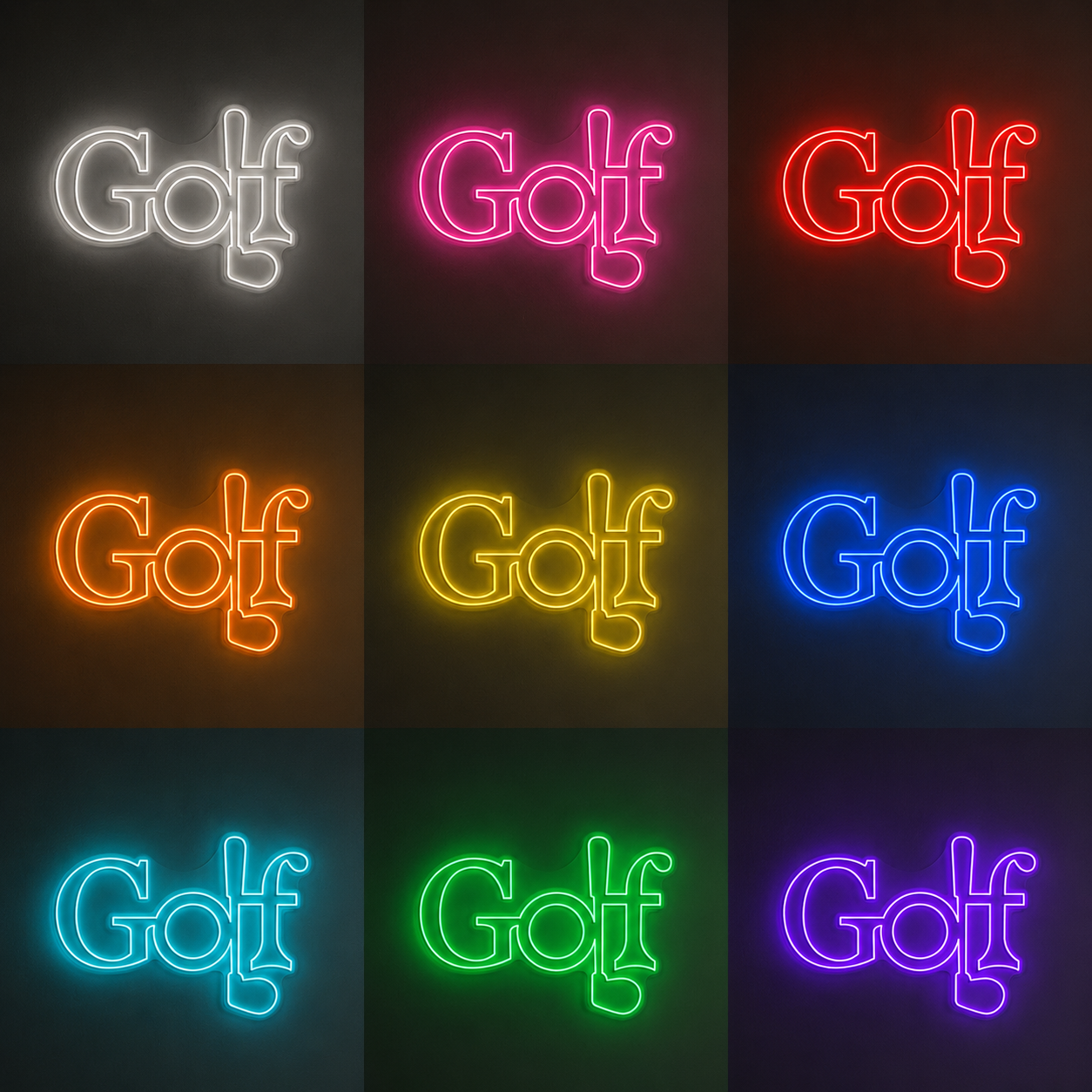 Golf Fan Room LED Neon Sign color grid
