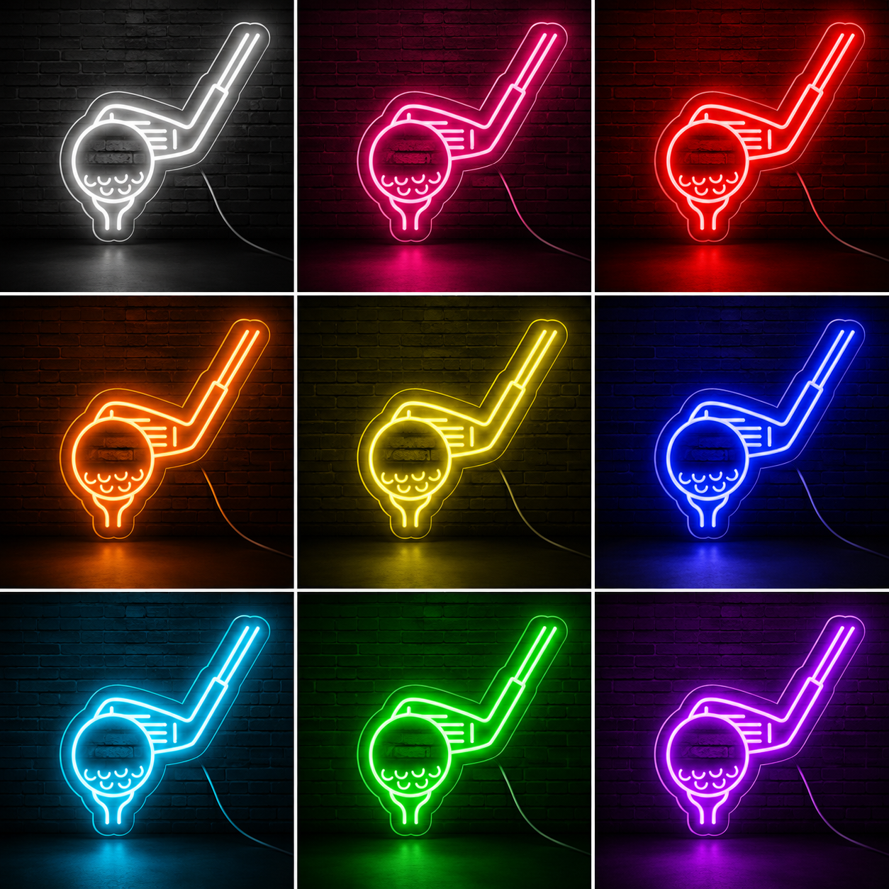 Golf Game Room LED Neon Sign color grid