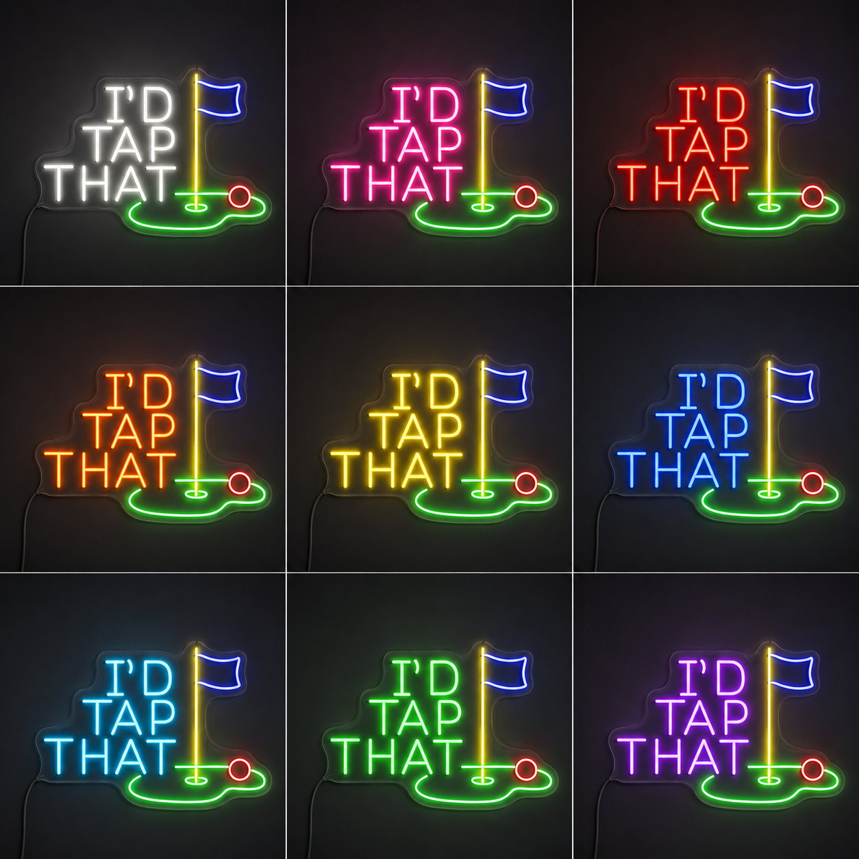 Golf Practice Room LED Neon Sign color grid