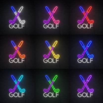 Golf Wall Art LED Neon Sign color grid