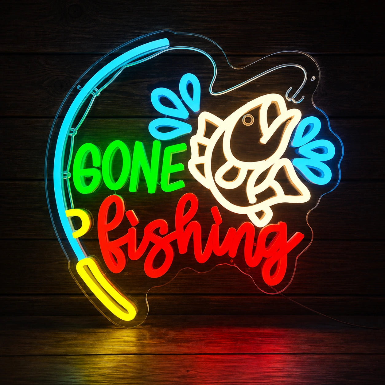 Gone Fishing Fish LED Neon Sign high-converting product image