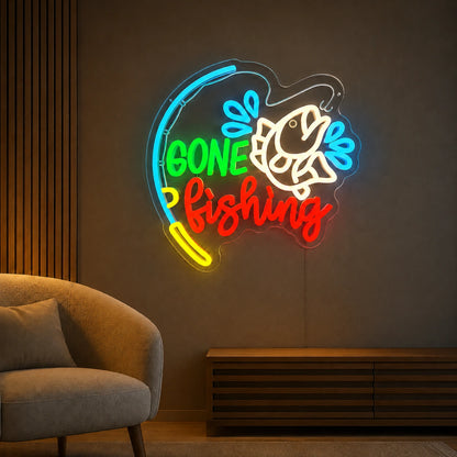 Gone Fishing Fish LED Neon Sign color grid