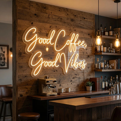 Good Coffee Good Vibes Wall Decor LED Neon Sign - 03 Real Lifestyle Scene
